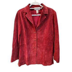 Vintage Liz Claiborne Collection 100% Suede Red Jacket Size L